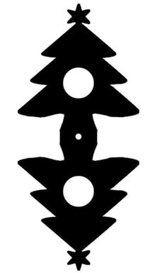 a black and white silhouette of a christmas tree with three stars on it's top