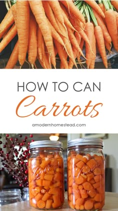 jars filled with carrots sitting on top of a table