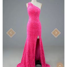 Nwt Berlinnova Mermaid Sequin/Glitter One Shoulder Backless Dress. Hot Pink. Size 2 Mermaid Bra, Dresses Fancy, One Shoulder Prom Dress, Dress Display, Mermaid Glitter, Sequins Fabric, Eye Details, Corset Dress Prom, Sequin Prom Dress