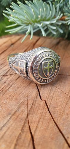 Templar Silver Ring, Medieval Templar Ring, Ring of the Knights Templar, Templar Seal, Crusader Silver Ring, Sigillum Militum Xpisti - Etsy Medieval Style Handmade Rings As Gifts, Medieval Style Handmade Rings For Gifts, Handmade Medieval Style Rings Ideal For Gifts, Handmade Medieval Ring Jewelry, Handmade Medieval Style Rings As Gift, Handmade Medieval Style Rings For Gifts, Handmade Medieval Round Jewelry, Medieval Engraved Sterling Silver Rings, Medieval Sterling Silver Engraved Rings