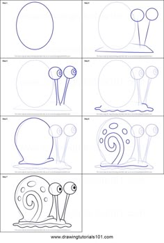 how to draw cartoon snails step by step instructions for kids and beginners drawing