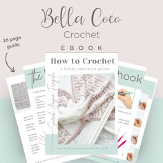 the bella coco crochet book is shown with instructions for how to crochet