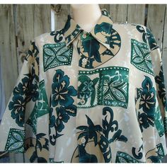 Vtg Hawaiian Fiji Lagoon Shirt Button Front Shirt XL Inventory reference code:  c No offers. Beige with green. Pre owned. Label: fl Size: xl Measurements:  underarms:51 Waist:50 hips:54 shoulders across:20.4 to end of sleeve:11.4 front shoulder to hem:28.7 under collar in back to hem:31 Condition/Comments: no smoke or pets. Mens Oxfords, Shirt Button, Button Front Shirt, Button Downs, Multi Color, Tee Shirts, Mens Shirts, Mens Outfits, Collar