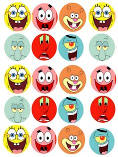 cartoon faces with different expressions on them