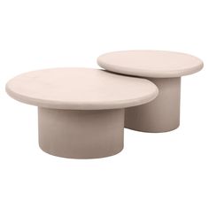 two white tables sitting side by side on top of each other in front of a white background