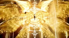 an artistic photo with golden wings in the center