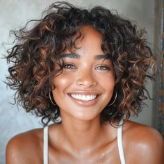 magnific 4U6S5V9C1bs5KVYW7OPb Curly Layered Bob with Volume Short Hair Styles And Color Ideas, Short Hair Cuts For Women Curly Layers, Layered Chin Length Bob With Bangs, A Line Curly Bob, Short Hair Cuts For Curly Hair Women, Haircuts For Summer 2024, Curly Micro Bob, Sholder Length Ladies Haircut