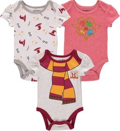 PRICES MAY VARY. Harry Potter baby clothes for your little witch, this baby girl bodysuit 3-pack features different Harry Potter designs for variety in wear. Prints featured are of Hogwarts house, Gryffindor scarf, and Potter glasses, feather, and Sorting Hat print Short-sleeve bodysuits have a slight puff at the shoulder seam for a stylish flair Lapped shoulder design offers easier on and off. Snap-button gusset hem helps with diaper changes. Both the neckline and legs have durable ribbed trim Harry Potter Baby Girl, Harry Potter Baby Clothes, Gryffindor Scarf, Bless The Child, Harry Potter Baby, Gifts For Baby, Hat Print, Perfect Baby Shower Gift, Baby Needs