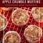 several pictures of apple crumble muffins on a cooling rack