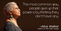 an older woman with glasses and a quote from alice walker on the subject of this image