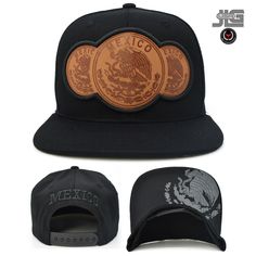 Thank you for shopping - JLGUSA Mexico FeaturesMexico Patch Snapback Hat Cap Mexico Eagle Patch Across the Front Panel Crown.  Mexico Back Embroidery. Mexico Eagle Printed under the Bill. All logos and letters on crown embroidered, stitched on  100% Cotton | Flat Bill Contrasting button and grommet ventilation Adult size adjustable with plastic snap back GREAT VALUE - WITH FAST SHIPPING -------- Buying more than one item from JLGUSA? ------------ All you need to do is "add the items to the cart" Jefito Flat Bill Hats, Hat With Patch, Mexico Eagle, Back Embroidery, Eagle Print, Snap Back, Snap Backs, Color Style, Hat Cap