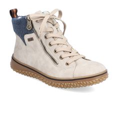 Rieker Cordula Z4209 Ankle Boot (Women) - Champignon/Denim Boots - Fashion - Ankle Boot - The Heel Shoe Fitters Beige Ankle Boots, Rieker Boots, Rieker Shoes, Free Shoes, Brown Heels, Soft Shoes, Rubber Shoes, Lace Up Ankle Boots, Waterproof Boots