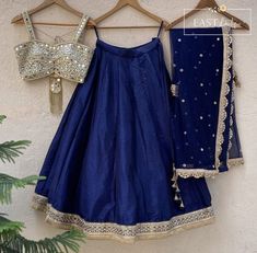 Designer Navy Blue Lehenga Set with sari border, mirror, pearl & hand-embroidered bustier blouse & net dupatta. Navy Blue Mirror, Sarcasm Comebacks, Navy Blue Lehenga, Embroidered Bustier, Brocade Lehenga, Simple Lehenga, Raw Silk Lehenga, Silk Kurti, Blue Lehenga