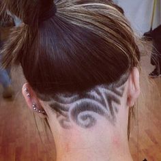 My undercut with designs! Shaved Nape, Medium Length Hair Cuts