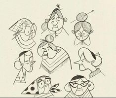 a drawing of people with different facial expressions