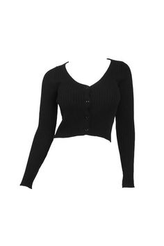 Slinky long sleeve rib crop cardigan top with buttons in black. Long Sleeve Crop Top With Buttons, Trendy Long Sleeve Cropped Sweater For Night Out, Ribbed Long Sleeve Crop Top For Night Out, Black Long Sleeve Crop Top, Top With Buttons, Crop Cardigan, Cardigan Shirt, Stylish Clothes For Women, Cardigan Top