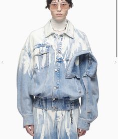 Feng Chen Wang, Panel Jacket, Acid Wash Denim Jacket, Denim Inspiration, Tie Dye Denim, History Fashion, Acid Wash Denim, Creation Couture, New Generation