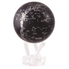 a black and white globe with stars on it