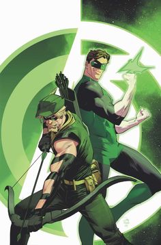 the green arrow and robin wayne are standing next to each other