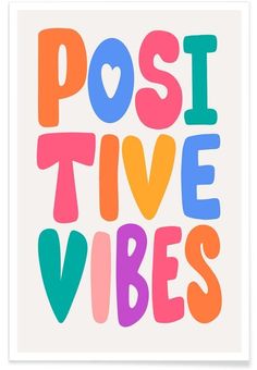 the words post - five vibes written in multicolored letters on a white background