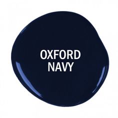 the words oxford navy are printed on an oval blue button with white letters in it