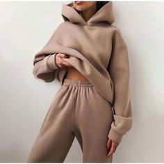 Casual Solid Long Sleeve Hooded Sport Suits Women's Tracksuit, Long Pants Fashion, Celana Fashion, Chique Outfit, Hoodie Set, Tracksuit Set, Hoodie Outfit, Trouser Style, Tracksuit Women