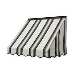 a black and white striped awning on a white background