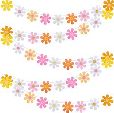 a bunch of flowers that are on a string