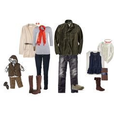 an assortment of clothing and shoes for people to wear in the winter or fall season