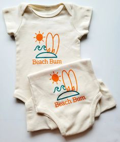 The cool thing about this organic cotton baby onesie - Beach Bum - other than the fact that it’s USA made + sewn with soft organic cotton is that the babe will smile + giggle because the quick changing 3 snap closure means diaper changing is quick. It’s machine washable, lead, phthalate and flame retardant free so it won’t irritate baby’s skin. And, you get kudos for your savvy sense of humor while helping save the planet. So, go ahead and buy this organic cotton baby onesie for the little baby Fantastic Baby, Short Sleeve Romper, Organic Cotton Baby, Beach Baby, Baby Gift Sets, Flame Retardant, Beach Bum, Boho Beach, Cotton Baby