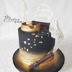 30 Bday Cake For Men, Whiskey And Cigars Birthday Cake, Masculine Cakes For Men, Masculine Cake, Whisky Cake, Couples Cake, Fancy Birthday Cakes, Metallic Cake, Birthday Cake For Husband