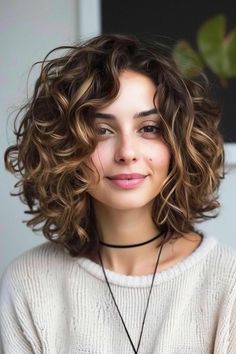 Curly Long Bob: 48+ zauberhafte Stylings - hairtastic.de Curly Long Bob With Bangs, Short Curly Layered Bob, Curly Shaggy Bob, Long Bob Curly, German Hairstyle, Medium Curly Bob, Curl Bob