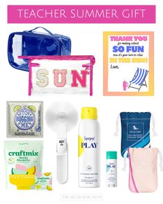 the teacher's summer gift guide includes sun products, toiletries and personal care items