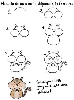 Trin For Trin Tegning, Cute Chipmunk, Bullet Journal Ideas, Easy Drawings For Kids, Easy Doodle Art, Pola Sulam, Easy Doodles Drawings, Christmas Drawing, Cute Easy Drawings