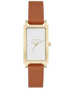 in stock Rectangle Watch, Skagen Denmark, Vintage Watches Women, Brown Leather Watch, White Watch, Three Hands, Leather Luggage, Women's Watches, Skagen