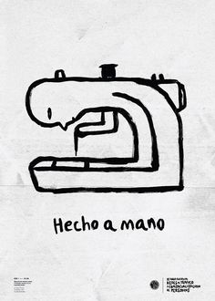 a drawing of a sewing machine with the words hecho a mano on it