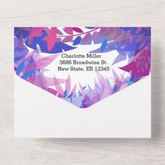 Modern Wedding Blue Pink Floral Watercolor All In  All In One Invitation