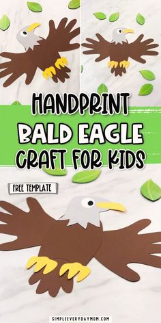 handprint bald eagle craft for kids to make