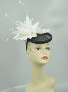 .   This is a pretty Shaped Disc Fascinator  in Black Base hat with Whit loops & coque Feathers set on a l headband , if you want to change the colors to match your dress, please feel free to contact me. can be added  with different colours feathersplease ,contact me for colours available 💃1. All hats will be sent from Rockville, MD, 20850, using FedEx Ground (1- 5 business days if the shipping box circumference is above 263 inches, length + width+ height) or USPS priority shipping service (1-3 Elegant Summer Fascinator With Feather Trim, Spring Wedding Mini Hat With Feather Trim, Adjustable Feather Trim Fascinator For Wedding, Elegant Feather Trim Top Hat For Party, Elegant Party Fascinator With Feather Trim, Wedding Fascinator With Feather Trim And Adjustable Fit, Elegant Mini Hats With Feather Trim For Party, Wedding Fascinator With Adjustable Feather Trim, Wedding Fascinator With Feather Trim