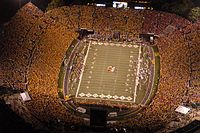 an aerial view of a football stadium