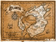 an old map with the name and location of atlantics in brown on parchment paper