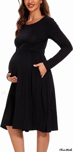 Olivia Mark - Pregnancy Dress Maternity Wear Fashionable Solid Color Patchwork Maxi Dress Stylish Maternity Wear, Dress For Pregnant Women, Silky Maxi Dress, Stylish Maternity Dress, Maternity Clothes Fashionable, Pregnancy Dress, Long Fitted Dresses, Dress Stylish, Maternity Gowns