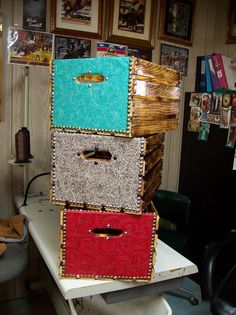 a stack of drawers sitting on top of a table