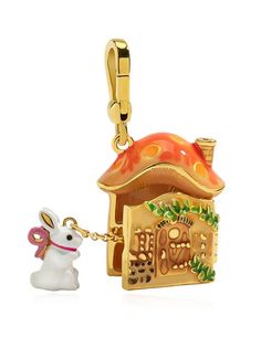 PRICES MAY VARY. Size: 24mm x 27mm Weight: 26g 18k Gold Plated Copper Hand Painted Enamel Two Kinds of Chains Included Bunny Mushroom, Rabbit Silhouette, Rabbit Necklaces, Rabbit Charm, Necklace Stand, Best Friend Jewelry, Mushroom House, Enamel Necklaces, Sweater Chain