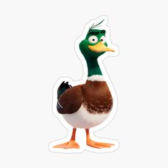 a brown and white duck sticker with an angry look on it's face