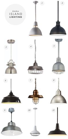 the different types of pendant lights hanging from ceiling to ceiling in various sizes and colors