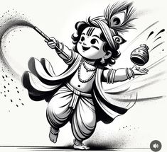 Devotional Drawings, Sivan Lord, Janmashtami Ideas, Lord Drawing, Border Drawing, Cartoons Krishna, Musical Instruments Drawing, Krishna Tattoo, God Tattoo