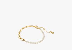 You're one in a million—you deserve the very best like this delicate line bracelet dotted with freshwater pearls. | Kate Spade One In A Million Chain & Pearl Line Bracelet, Gold Cheap Kate Spade Bracelet Jewelry, Festival Shop, Hot Bags, Spade Jewelry, Kate Spade Jewelry, Bracelet Gold, One In A Million, Summer Essentials, You Deserve