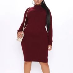 Burgundy Color. Sweater Midi Dress. Long Sleeve. Mock Neck. Stretch. 60% Viscose 40% Polyester White Formal Midi Dress, Midi Dress Long Sleeve, Plunge Midi Dress, Sweater Midi Dress, Beautiful Midi Dresses, Leather Midi Dress, Burgundy Midi Dress, Midi Dress Formal, Flare Sleeve Dress