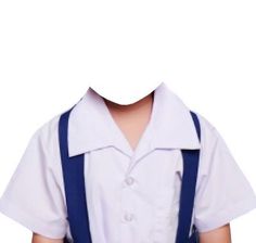 a young boy wearing suspenders and a white shirt is standing in front of a white background